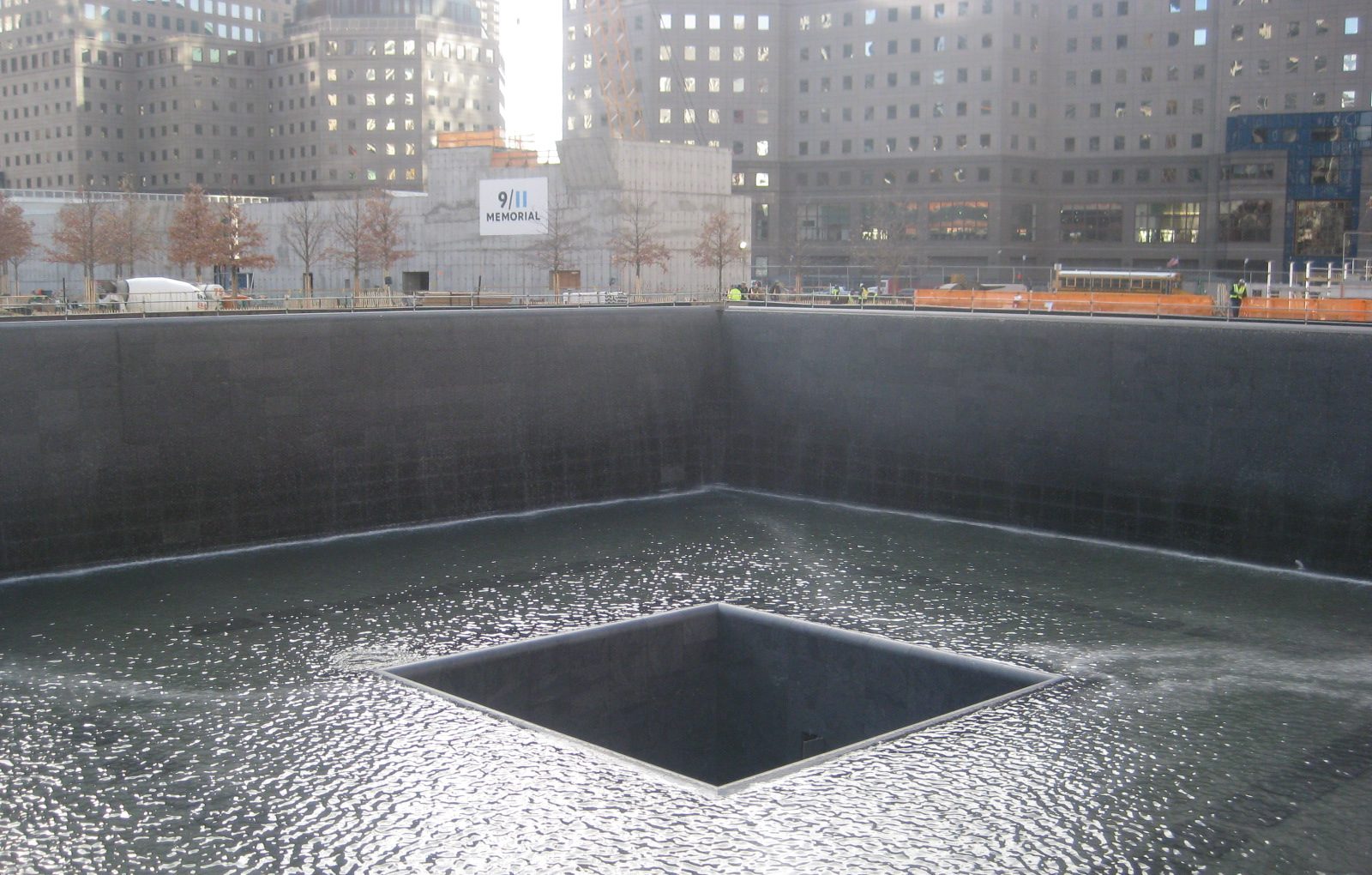 North reflecting pool during commissioning, November 2010