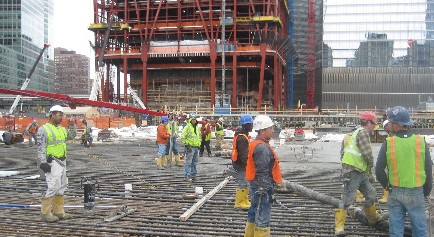 Navillus crew placing deck concrete, March 2010