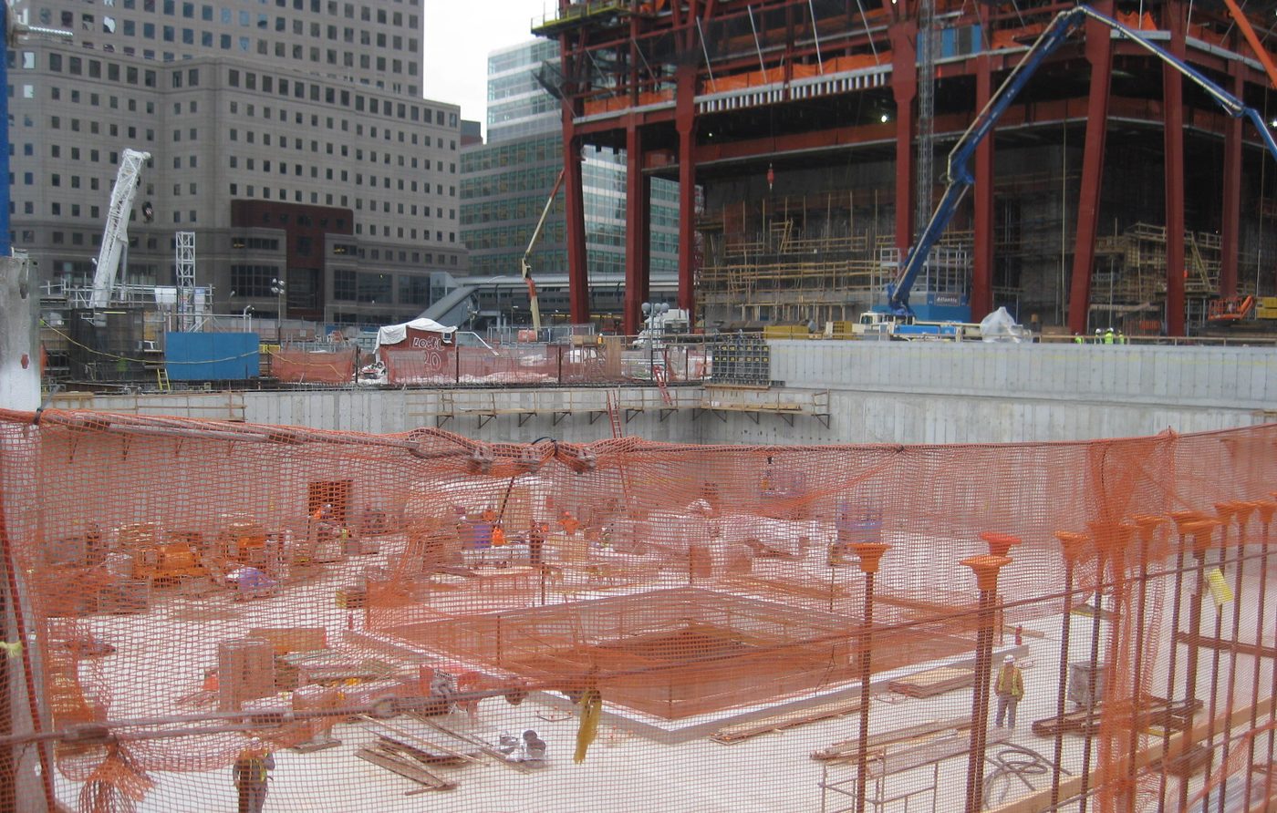 North waterfall structure under construction, March 2010